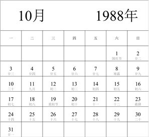 1988年日历